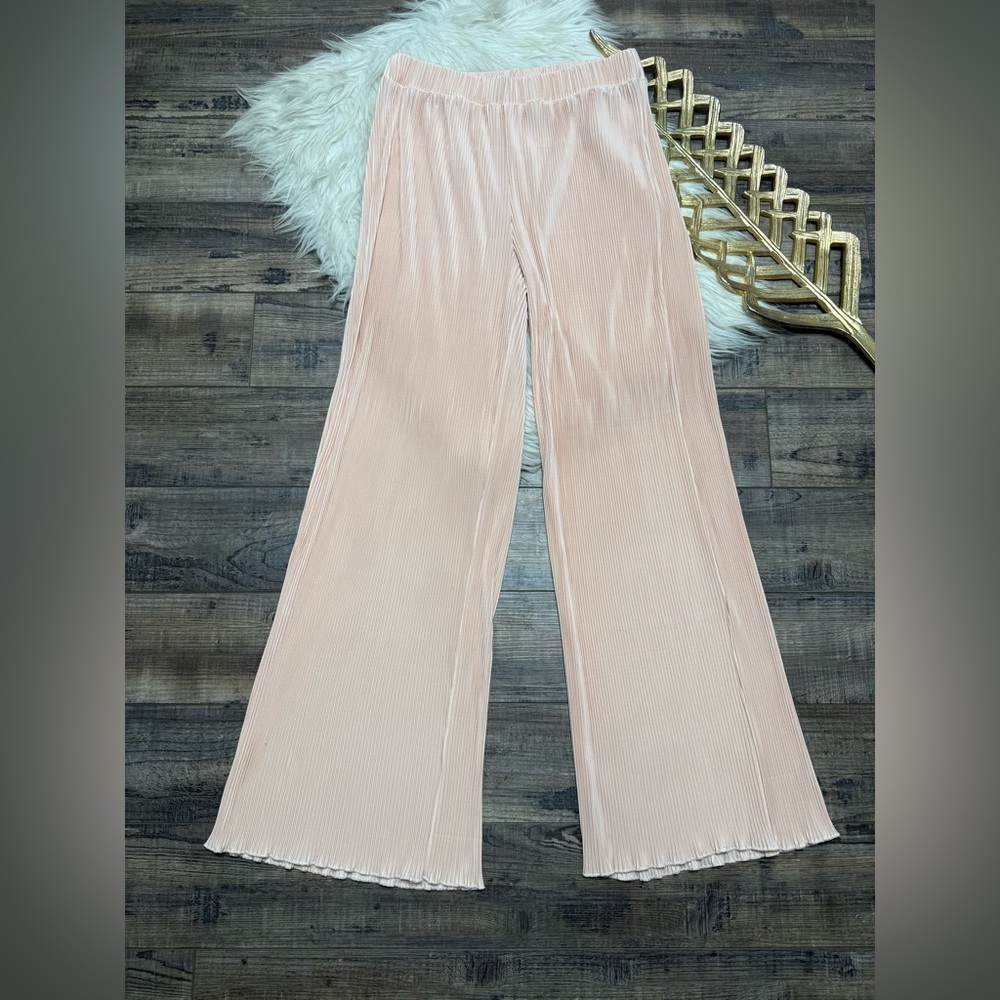 Joie Elegant Pleated Wide-Leg Pants in Blush